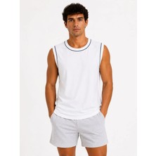 Sivon Wear Erkek Kontrast Biyeli Kolsuz Atlet Bisiklet Yaka Yazlık Basic Atlet