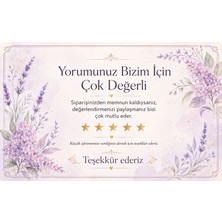 Çiçek Tasarımlı Yorum Kartı 100 Adet | Paket Içi Teşekkür Kartı | 8x5 cm