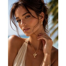Solare Accessories Altın Kaplama Zirkon Taşlı Kuş Figürlü Kolye