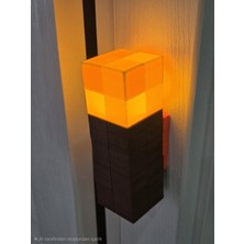 Pilovestik Şarj Edilebilir Mıknatıslı Minecraft Meşale Gece Lambası - Oyuncu Odası Duvar Dekor LED Işık (19 Cm)
