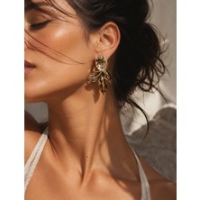 Solare Accessories Altın Kaplama Yaprak Form Sallantılı Vintage Küpe (Hipoalerjik)