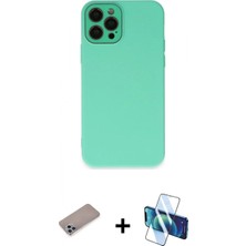 Pileli Store Pilelistore™ iPhone 12 Pro Max Kılıf Çekirdek Modern Serisi - Siyah 3D Antistatik Seramik Nano Ekran Koruyucu + Shine Kamera Lens Koruma Cam - Sabe