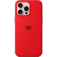 3gen Case iPhone 15 Pro Kalp Logolu Lansman Kılıf Içi Kadife Kaplamalı Kamera Yükseltili Silikon Kapak