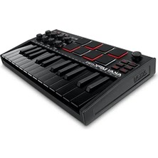 Die Grup Akai Professional Mpk Mini Mk3 USB Mıdı Klavye Controller, 25 Mini Tuş, Arkadan Aydınlatmalı 8 Bateri Pedi, 8 Düğme ve Müzik Prodüksiyon Yazılımı Dahil, Siyah