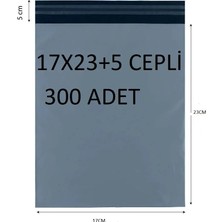 Baskısız Gri Renk 17X23+5 Poşeti 300 Adet Dayanıklı Cepli Kargo Poşeti Cac Plastik