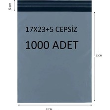 Baskısız Gri Renk 17X23+5  Poşeti 1000 Adet Dayanıklı Cepsiz Kargo Poşeti