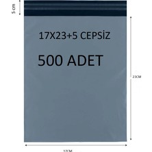 Baskısız Gri Renk 17X23+5  Poşeti 500ADET Dayanıklı Cepsiz Kargo Poşeti