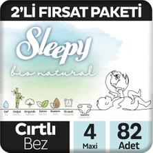 Bio Natural 2'li Fırsat Paketi Bebek Bezi 4 Numara Maxi 82 Adet Cırtlı Bez