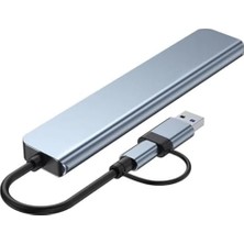 1060 8 In 2 Usb-C & USB 3.0 Hub Çoklayıcı Usb, Type-C, Sd/tf ve Aux Çevirici x USB 3.0: 5gbps Ultra Hızlı Veri Transferi. Klavye, Mouse ve Yazıcılar Için Stabil Bağlantı.