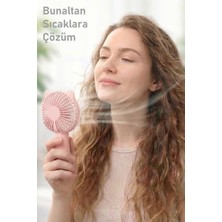 3 Modlu Şarjlı El Fanı 3 Kademe Seyahat Masaüstü Vantilatör Taşınabilir Mini Fan F136 (Pembe)
