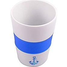 Çapa Seramik Mug Silikon Bantl Beyaz-Mavi