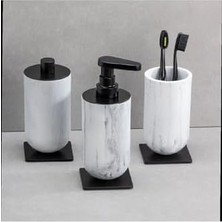 Diş Fırçalığı/sıvı Sabunluk Mermer Deseni/siyah Renk 206X89X170 mm