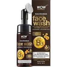 Wow Skin Niacinamide Yüz Temizleme Köpüğü ve Dahili Fırçalı-Lekeler, Yağ Kontrolü, Akne Yüzde Doksan Yedi, Doğal Içerik 150ML