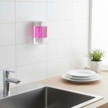 Duvara Monte Sıvı Sabunluk – Şeffaf Hazneli Beyaz Sabun ve Deterjan Dispenseri – Mutfak ve Banyo Kullanımı