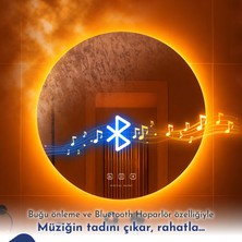 Digital Hayat Bluetooth Ayna Hoparlörlü Yuvarlak LED Akıllı Banyo Aynası - Buğu Önleyici Dokunmatik Modern