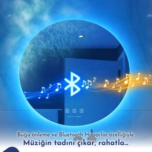 Digital Hayat Bluetooth Ayna Hoparlörlü Yuvarlak LED Akıllı Banyo Aynası - Buğu Önleyici Dokunmatik Modern