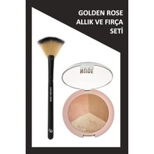 Fan Brush - Yelpaze Fırça ve Nude Look Baked Trio Face Powder - Allık Bronzlaştırıcı Aydınlatıcı Set