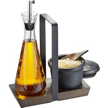 Menage X-Plosıon M – Tuz ve Karabiber Değirmeni Altlık, Dondurulmamış, Ahşap, Yüksek Kaliteli Paslanmaz Çelik, Baharat Değirmeni, Sirke Dispenseri, Zeytinyağı Dispenseri,