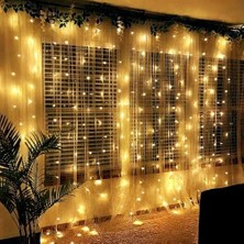 LED Işık 5 Metre Sarı Işık Kornişe Takılabilir Aydınlatma – USB Girişli, Bakır Telli, 10 Halkalı Tasarım, Perde Asma Aparatlı ve Uzaktan Kumandalı Dekoratif Işık Zinciri