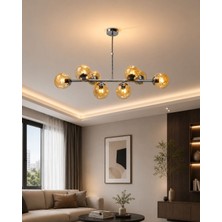 LED Yeni Model 100 cm 8 Li Bal Camlı Avize Krom Renk Ithal Model