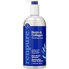 Renpure Bitki Bazlı Biyotin ve Kollajen Kalınlaştırıcı Hacim Şampuanı - Saçları Tatlı Görünür - Kirin Saçlarını Kurtarır - Nazik Formül - Paraben Içermez - Geri Dönüştürülebilir, Pompa Şişesi Tasarımı