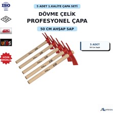 Apeksal Sait Demirci 5 Adet Yekpare Dövme Çelik Çatallı Çapa Ahşap Saplı Bahçe Çapası