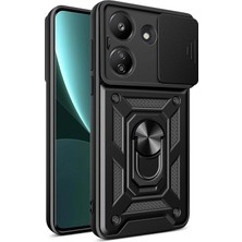 Flzdgnkr Newface Xiaomi Redmi 13C Kılıf Pars Lens Yüzüklü Silikon - Siyah