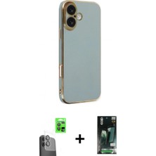 Marsilyan™- iPhone 16 Kılıf Yankı Serisi - Siyah 360 Mat Full Body Arka Koruyucu + Raze Metal Kamera Lens - Sh