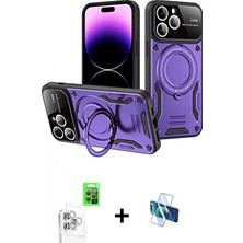 Marsilyan™- iPhone 16 Pro Kılıf Kıvılcım Modern Serisi - Siyah 3D Antistatik Seramik Nano Ekran Koruyucu + Raze Metal Kamera Lens - Bz