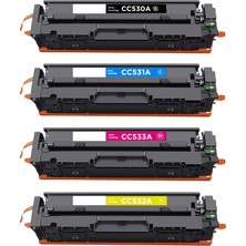 304A Hp Color Laserjet CM2320FXI MFP/CM2320NF/CP2025/CP2025DN/CP2025N Yazıcılara Uyumlu Muadil Toner Seti / CC530A/531A/532A/533A