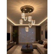 Yeni Model 7 Sarkıt Lüx LED Avize Gold Renk 3 Işık Seçeneği Ithal Model