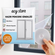 Empressco 100X150 cm Hazır Pencere Sinekliği, Tak & Çıkar, Tül, Bant Hediye