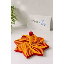 Toptan3D 8 Kenarlı, Yıldız Illüzyonlu Stres Oyuncağı - Overthink Için Rahatlatıcı, Sarı Kırmızı Fidget (Çap: 15CM)