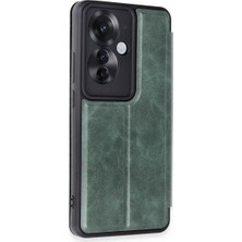 Bezos Reno 11F Kılıf Flip Cover - Koyu Yeşil
