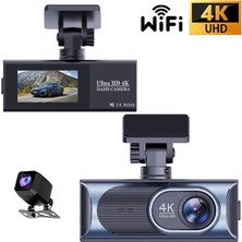 Sezy 4K 1.97" Ekran Wifili Araç Kamerası Geri Görüş Kameralı Gece Görüşlü Araç İçi Kamera