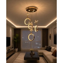 Yeni Model 4 Sarkıt Lüx LED Avize Gold Renk 3 Işık Seçeneği Ithal Model