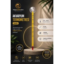 Aqua Expert Akvaryum Termometre - Sarı - Hassas Ölçüm - Cam Termometre - 0/50 Derece Arası Ölçüm - Net Görünür - Güçlü Vantuz