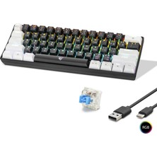 sbodurhome Gaming Mekanik Rgb Klavye Blue Switch - Siyah Beyaz MF1701BW