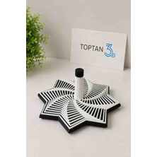 Toptan3D 8 Kenarlı, Yıldız Illüzyonlu Stres Oyuncağı - Overthink Için Rahatlatıcı, Siyah Beyaz Fidget (Çap: 15CM)