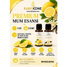 Fabrikone Premium Mum Esansı 5 cc 2'li Set - Limon, Vanilya - Soya Wax, Parafin, Jel Wax ve Bal Mumu Uyumlu BKFAB2LMVN5