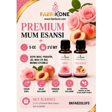 Fabrikone Premium Mum Esansı 5 cc 2'li Set - Gül, Şeftali - Soya Wax, Parafin, Jel Wax ve Bal Mumu Uyumlu BKFAB2GLSF5