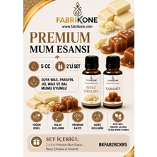 Fabrikone Premium Mum Esansı 5 cc 2'li Set - Beyaz Çikolata, Karamel - Soya Wax, Parafin, Jel Wax ve Bal Mumu Uyumlu BKFAB2BCKR5