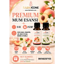 Fabrikone Premium Mum Esansı 5 cc 2'li Set - Şeftali, Yasemin - Soya Wax, Parafin, Jel Wax ve Bal Mumu Uyumlu BKFAB2SFYS5