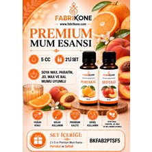 Fabrikone Premium Mum Esansı 5 cc 2'li Set - Portakal, Şeftali - Soya Wax, Parafin, Jel Wax ve Bal Mumu Uyumlu BKFAB2PTSF5