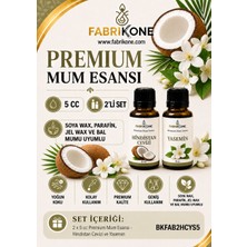 Fabrikone Premium Mum Esansı 5 cc 2'li Set - Hindistan Cevizi, Yasemin - Soya Wax, Parafin, Jel Wax ve Bal Mumu Uyumlu BKFAB2HCYS5