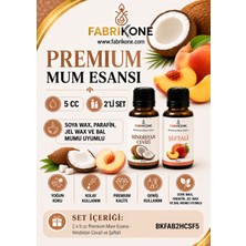 Fabrikone Premium Mum Esansı 5 cc 2'li Set - Hindistan Cevizi, Şeftali - Soya Wax, Parafin, Jel Wax ve Bal Mumu Uyumlu BKFAB2HCSF5