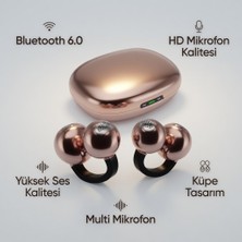 Sezy Bluetooth 6.0 Yeni Nesil Küpe Bluetooth Kulaklık, Klips Kulaklık 2026 Son Nesil Açık Pembe