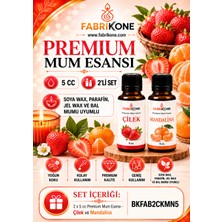 Fabrikone Premium Mum Esansı 5 cc 2'li Set - Çilek, Mandalina - Soya Wax, Parafin, Jel Wax ve Bal Mumu Uyumlu BKFAB2CKMN5
