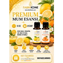 Fabrikone Premium Mum Esansı 5 cc 2'li Set - Limon, Mandalina - Soya Wax, Parafin, Jel Wax ve Bal Mumu Uyumlu BKFAB2LMMN5