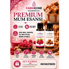 Fabrikone Premium Mum Esansı 5 cc 2'li Set - Frambuaz, Karamel - Soya Wax, Parafin, Jel Wax ve Bal Mumu Uyumlu BKFAB2FBKR5